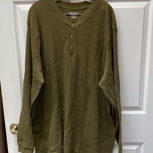 B mens King Size solid green long sleeve snaps casual shirt 2XL